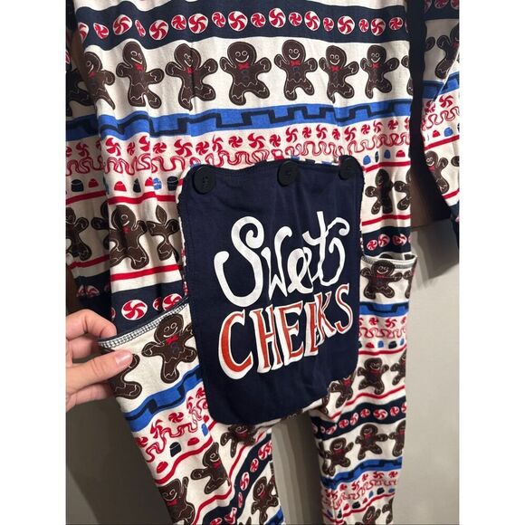 Lazy One Multicolor Gingerbread Man Christmas Flapjacks Pajama One Piece Small - Picture 4 of 5